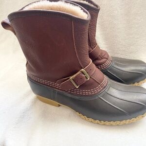 L.L Bean Bean Boots 7" Lounger Limited Edition Buckle Leather Shearling Lined...
